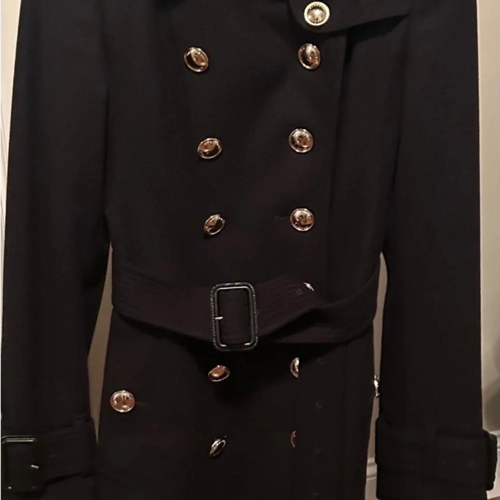Burberry Navy Coat with Silver Buttons - Picture 4 of 6